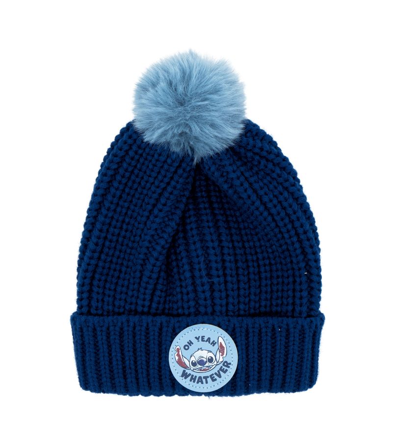 Bonnet en maille brodé à pompon
