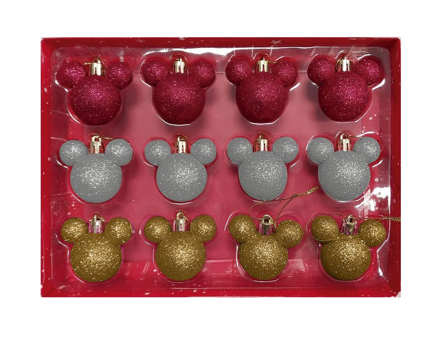 Set 12 boules tête de Mickey pailletées