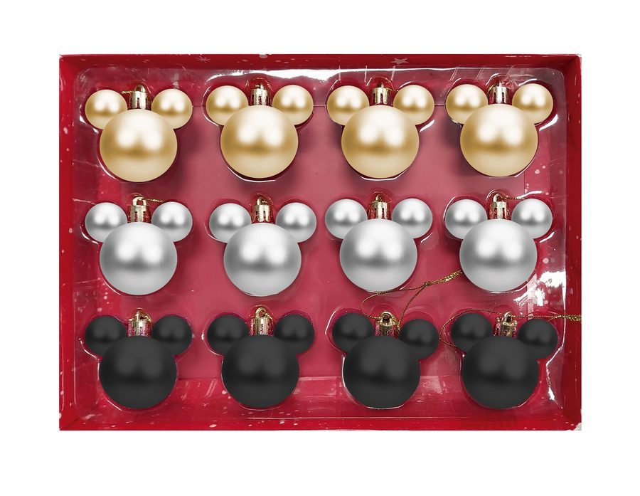 Set 12 boules tête de Mickey pailletées