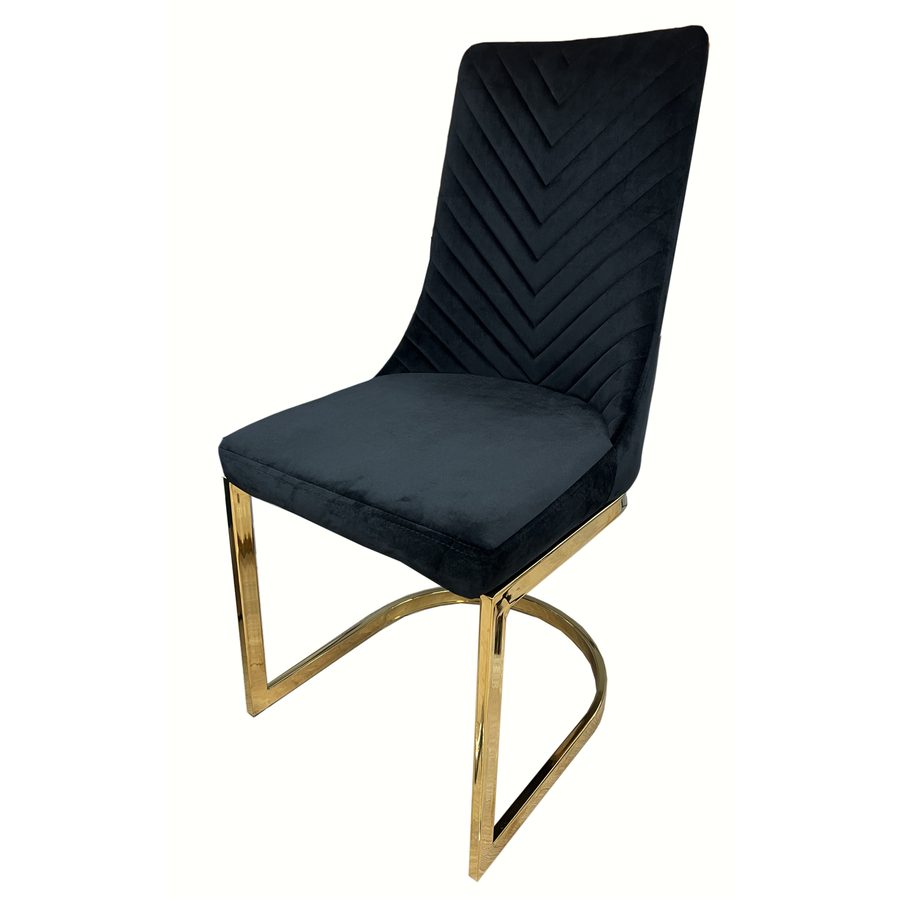 Chaise B90 Pied Doré velours et métal
