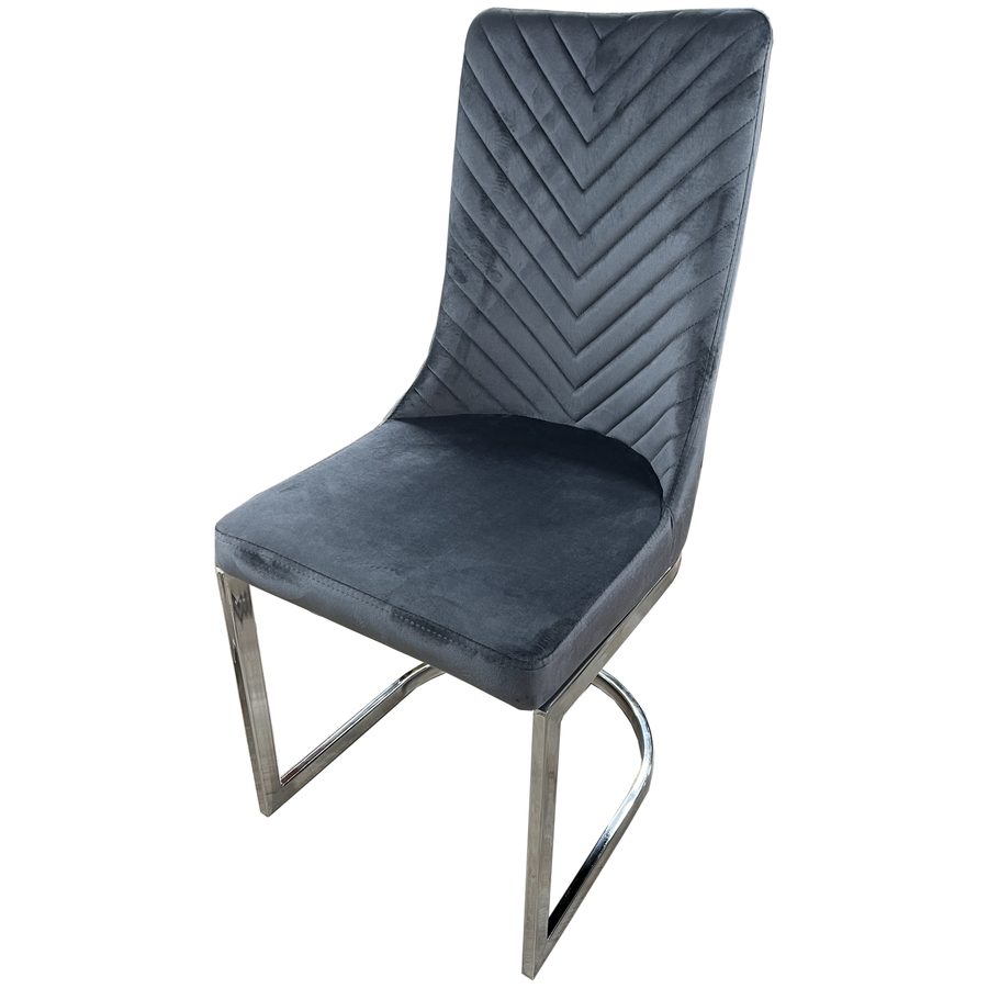 Chaise B99 Pied Argenté velours et métal