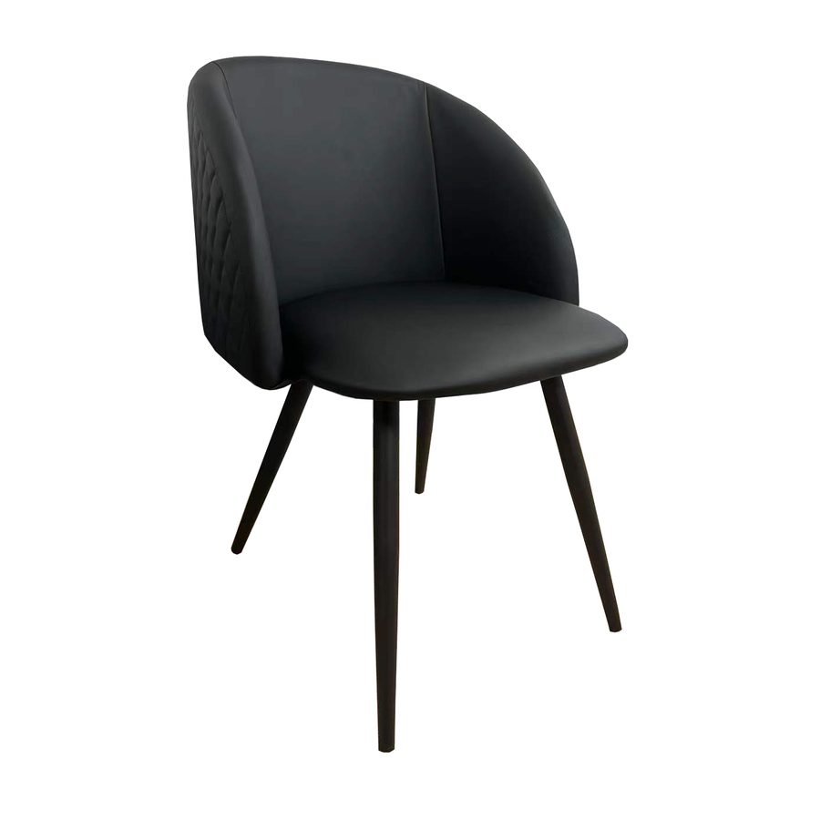 Chaise Y77 Noir Pied Noir simili cuir et métal