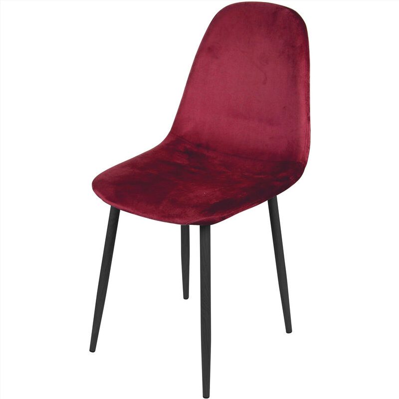 Chaise Velours Rouge Pied Noir 1227