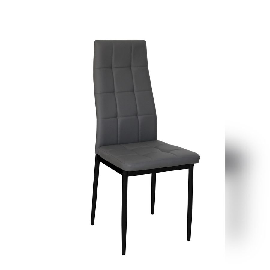 Chaise 1057 Gris Pied Noir simili cuir et métal