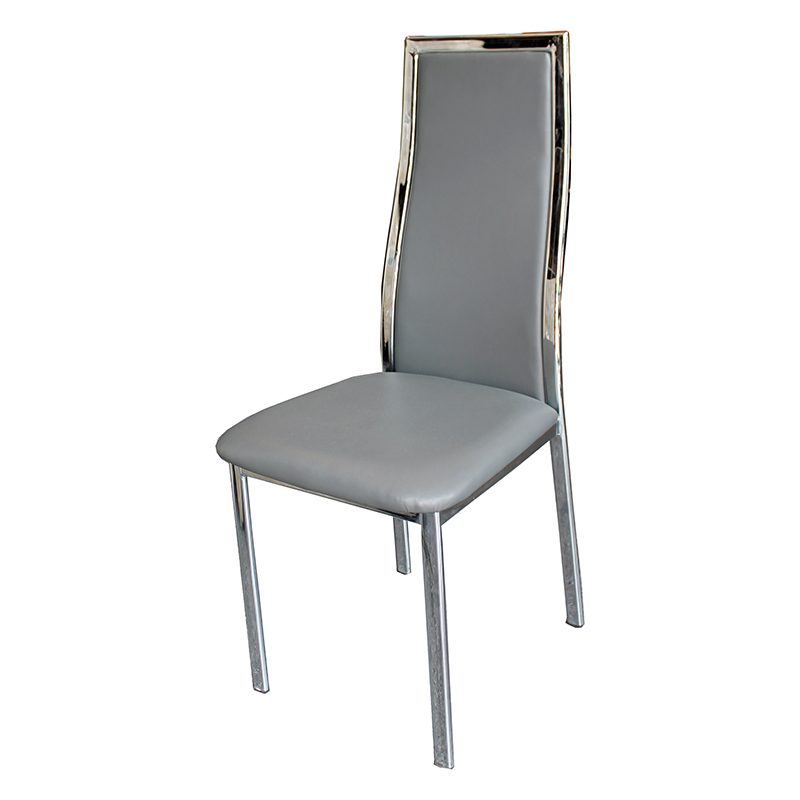 Chaise B86 Pied Argenté simili cuir et métal