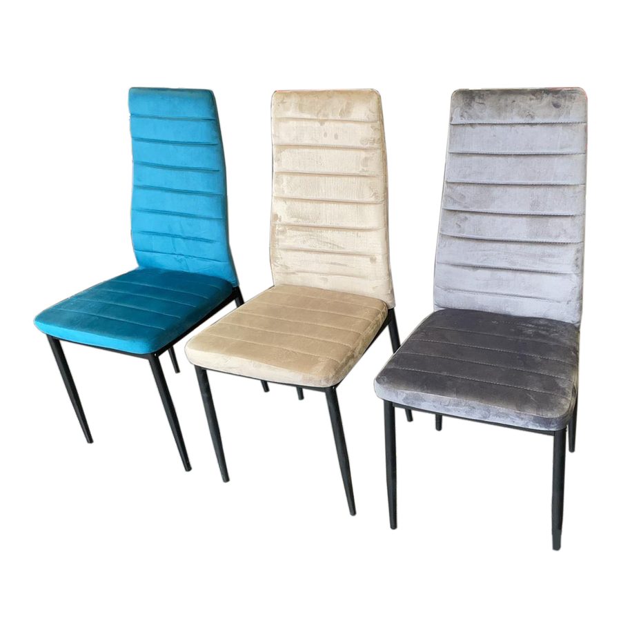 Chaise en velours et métal
