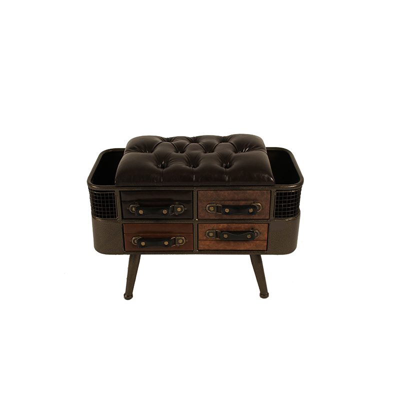 Coffre de rangement 17A224 simili cuir et bois