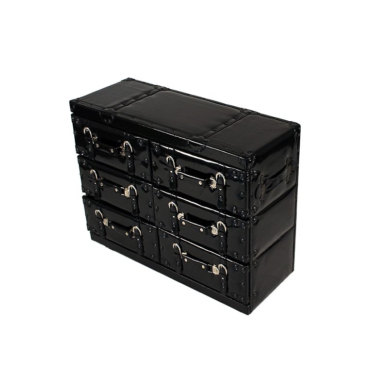 Coffre de rangement 11B544 simili cuir et bois