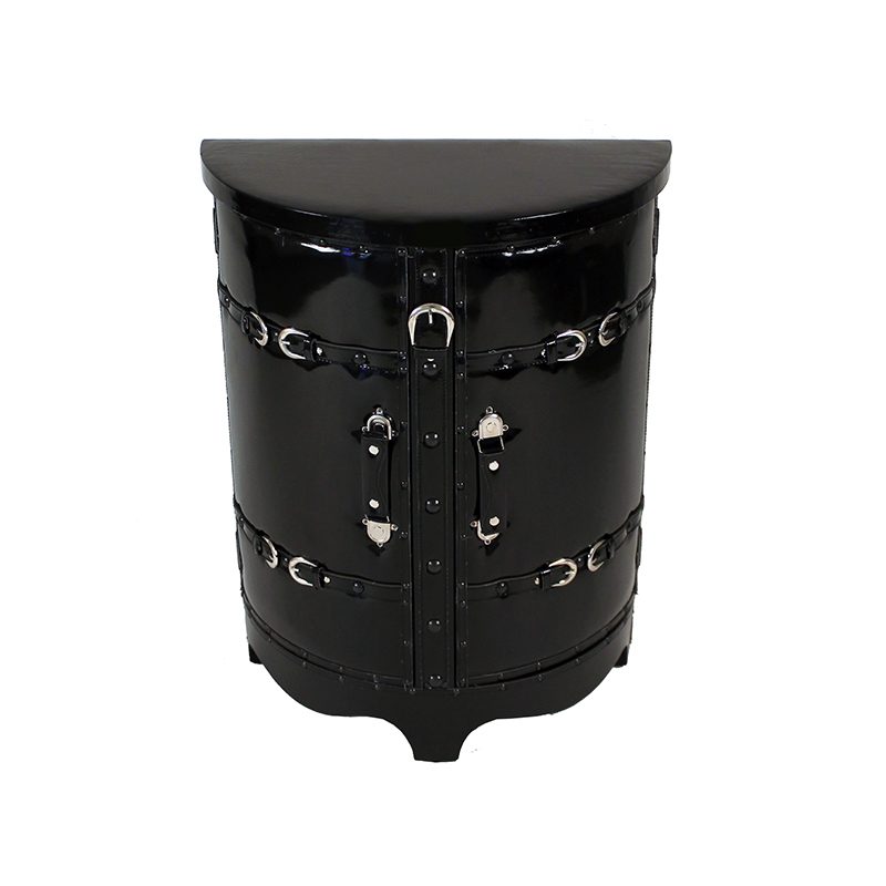 Coffre de rangement 11B601 simili cuir et bois