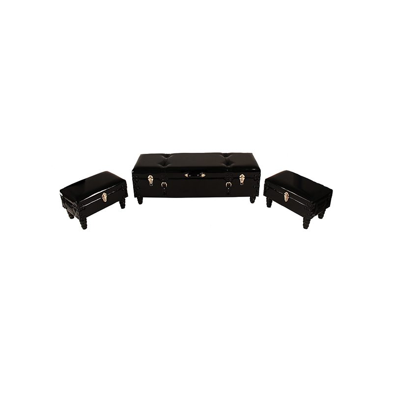Coffre de rangement 11A619 simili cuir et bois 120 x 40 cm