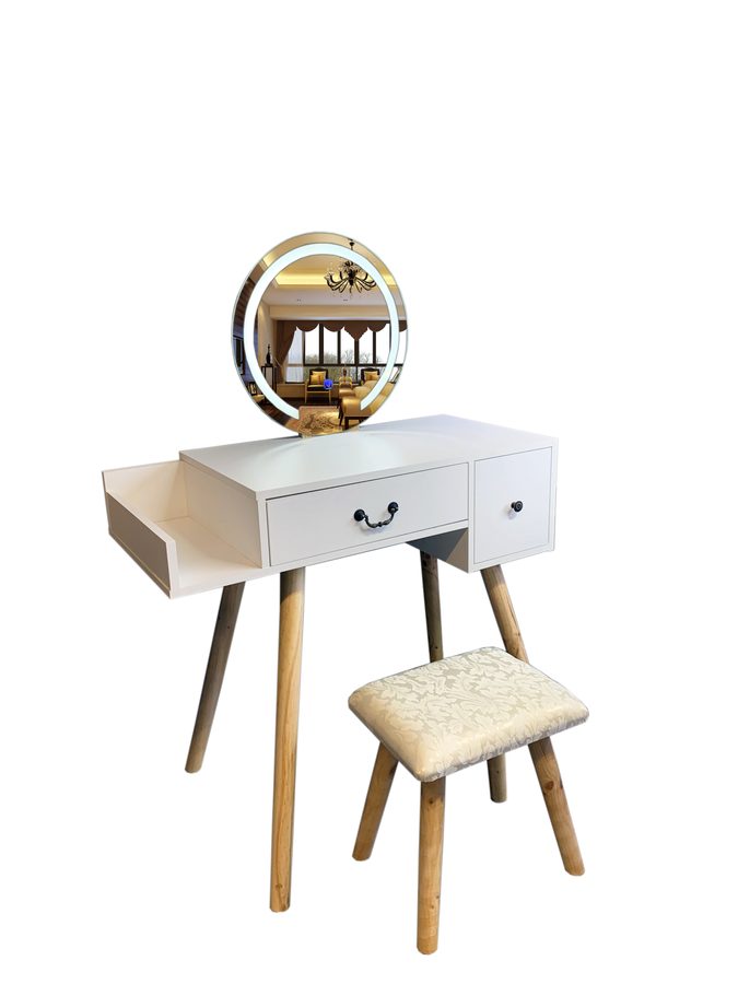 Coiffeuse Blanc JA12 bois et verre