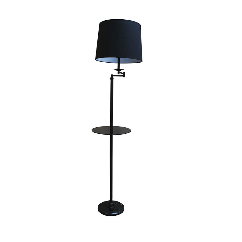 Lampadaire noir avec tablette ronde