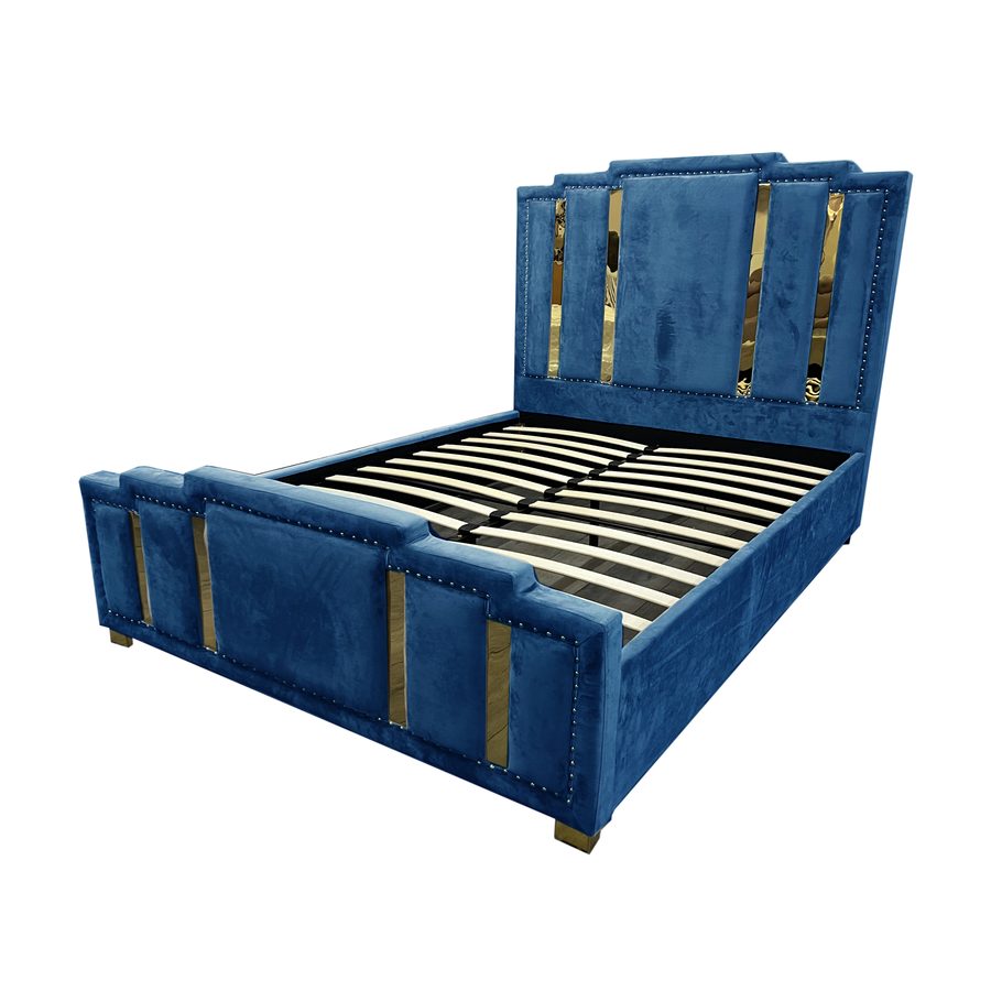 Lit F1 160 x 200 cm Doré velours et bois