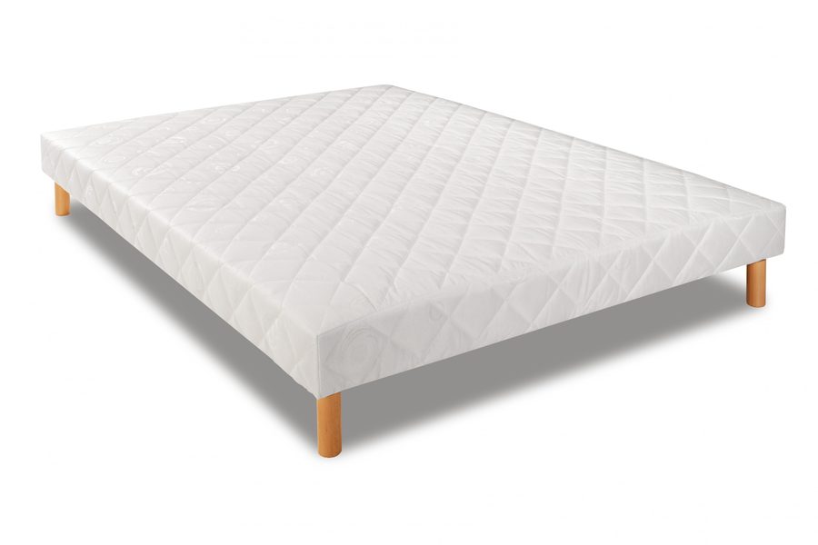 Sommier 140 x 190 cm tissu et bois blanc