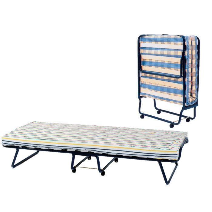 Lit Pliable 80 x 190 cm métal bleu