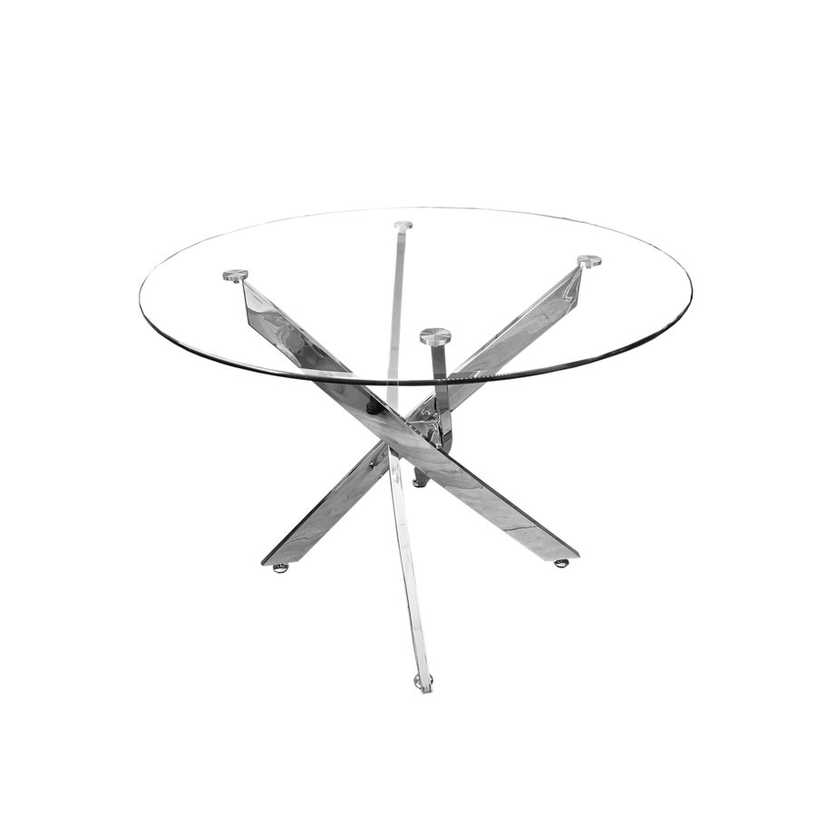Table à manger 616 verre et métal argenté