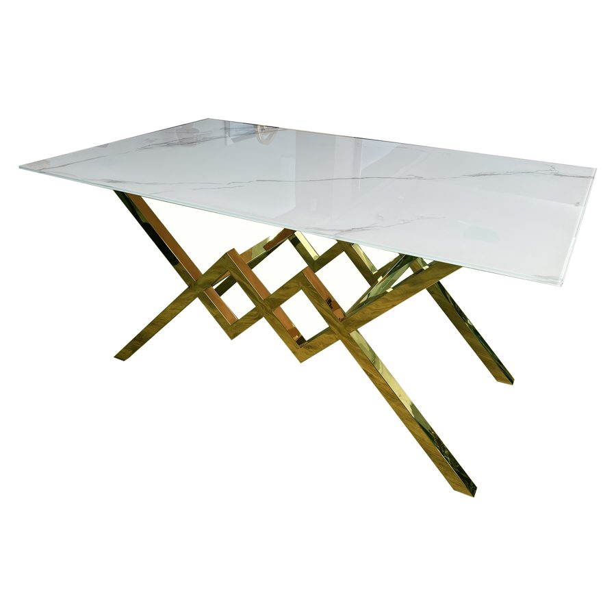Table à manger 619 verre et métal 150 x 90 cm