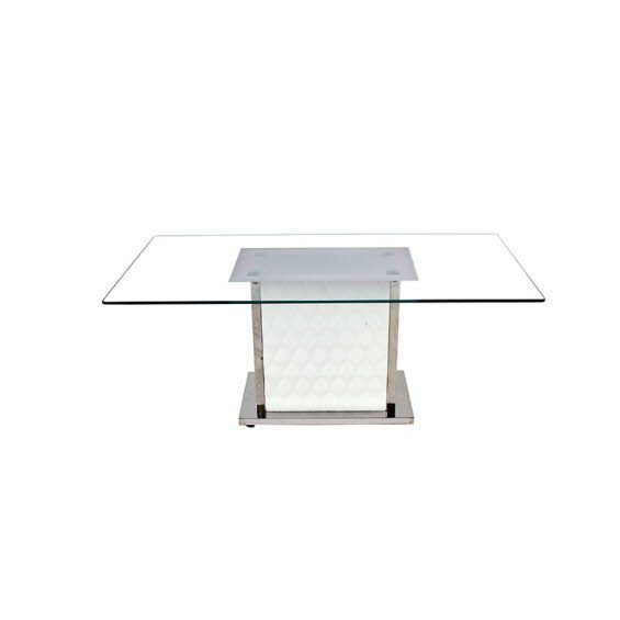 Table Basse CT19 Blanc verre et métal 110 x 60 cm