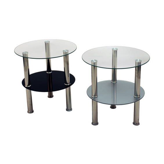 Table d'appoint ronde verre et métal 30 cm