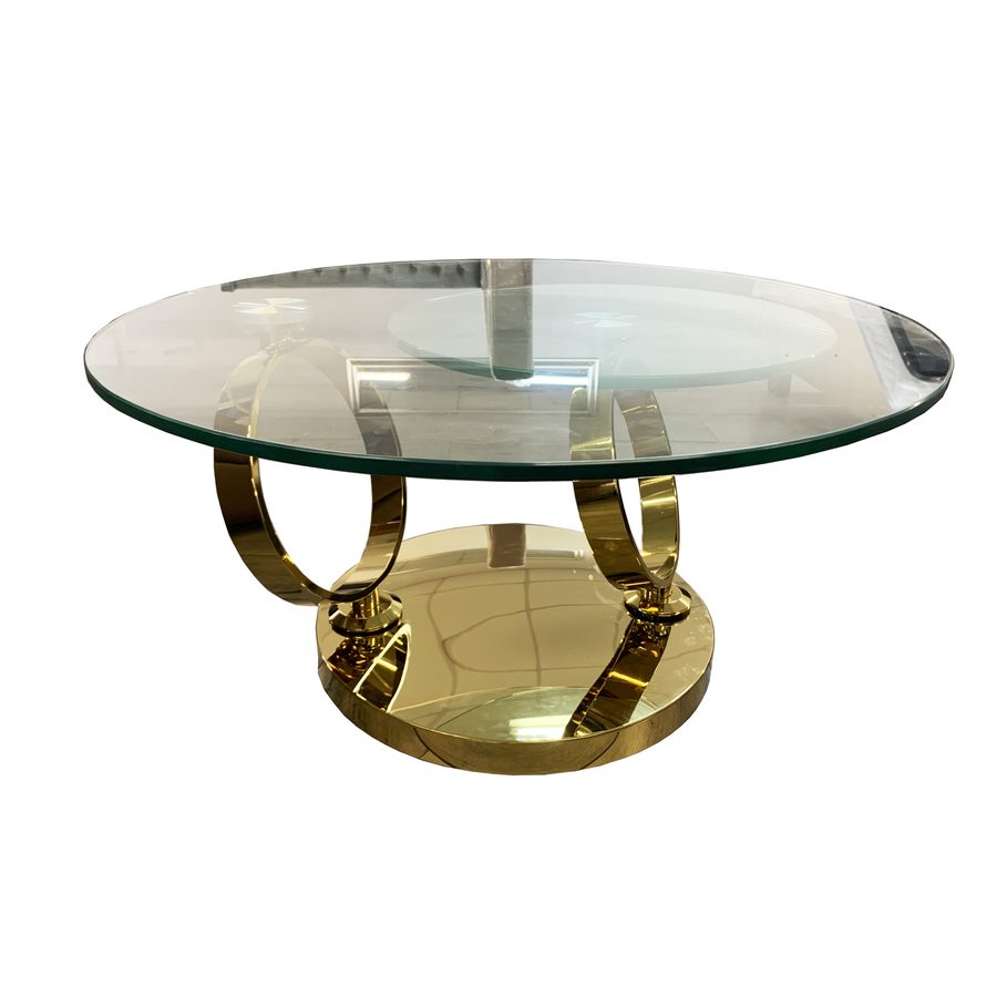 Table Basse C093 Doré verre et métal transparent et doré