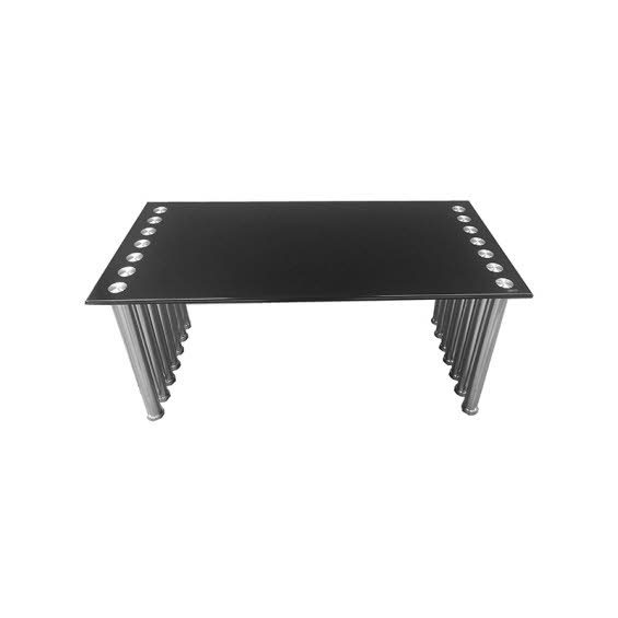Table Basse 803 verre et métal noir 100 x 50 cm