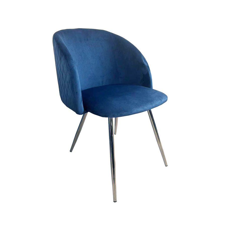 Chaise Y76 Pied Argenté velours et métal