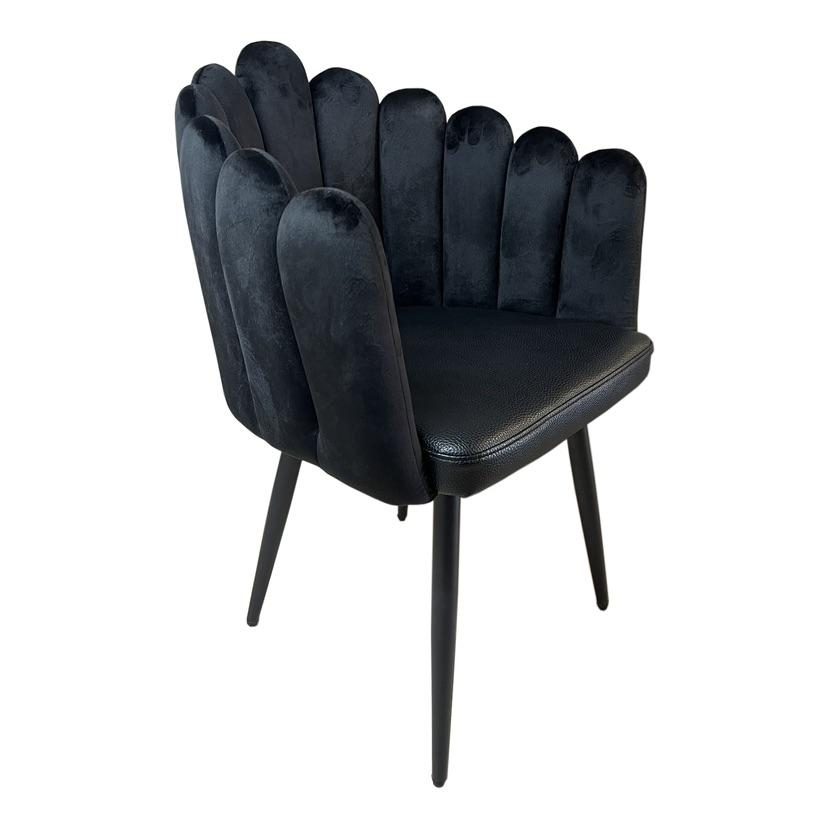 Chaise N3N velours, simili cuir et métal noir