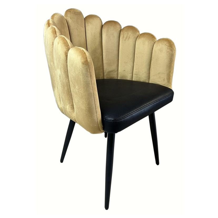 Chaise N3Y velours, simili cuir et métal orange noir