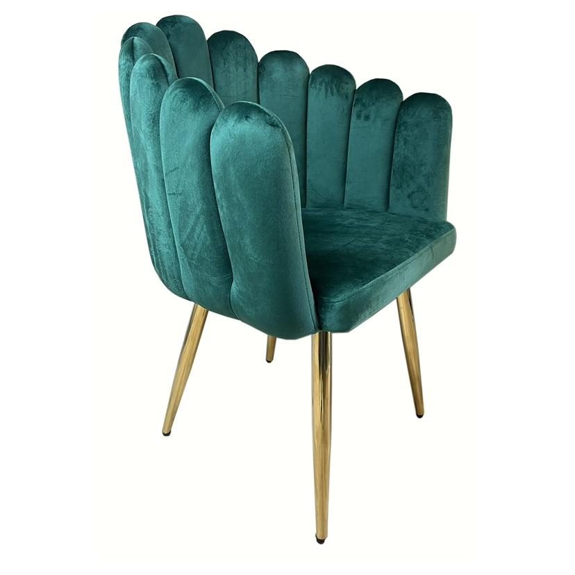 Chaise D3V velours et métal vert