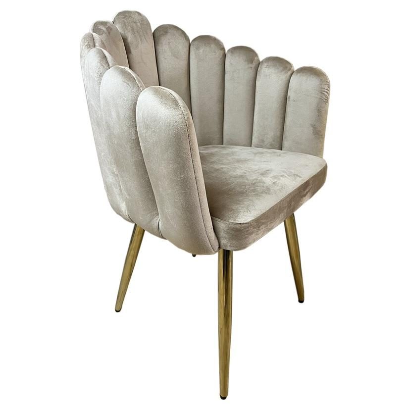 Chaise D3T velours et métal taupe