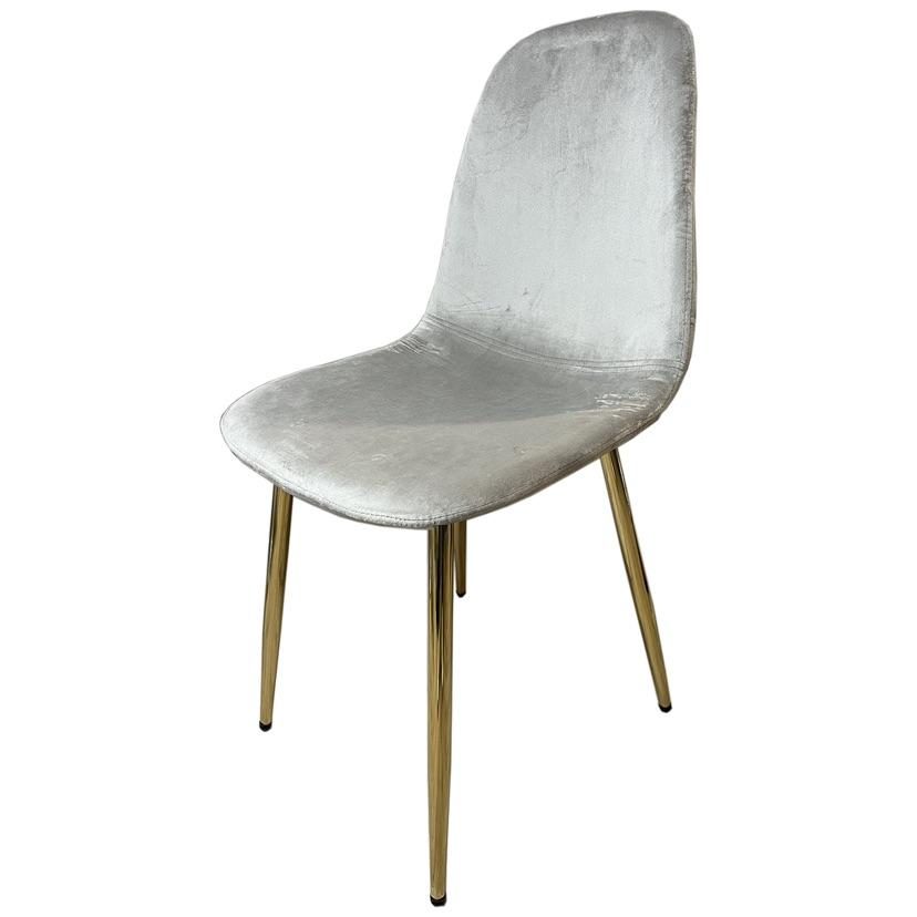 Chaise Y6 Taupe velours et métal gris et doré