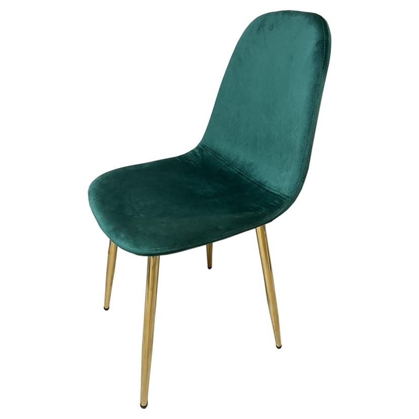 Chaise Y6 Vert velours et métal