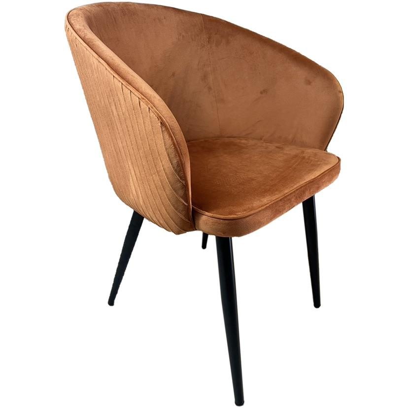 Chaise L6 Orange velours et métal
