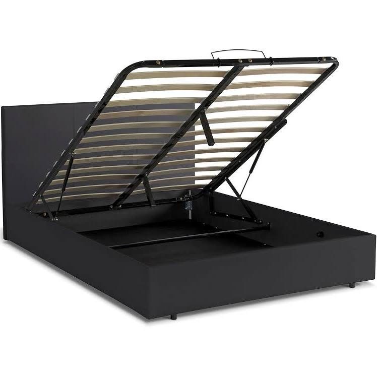 Lit Coffre 160cm En Simili Cuir noir