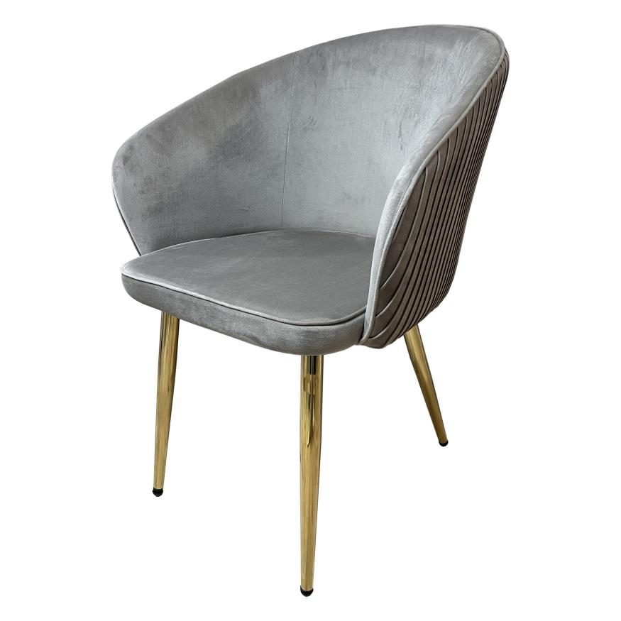 Chaise L9 Taupe velours et métal