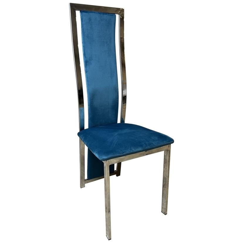 Chaise B88 Bleu velours et métal
