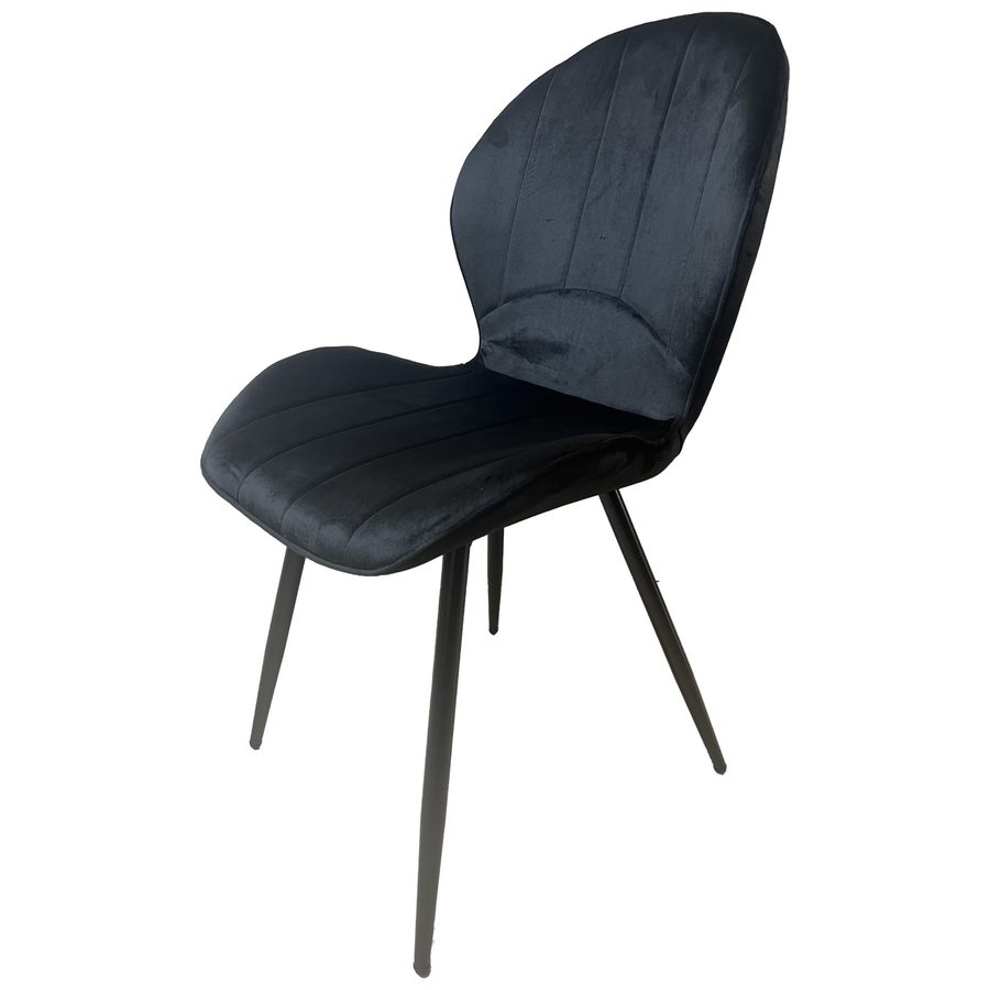 Chaise Q1 Noir En Simili Cuir Pied Métal Noir