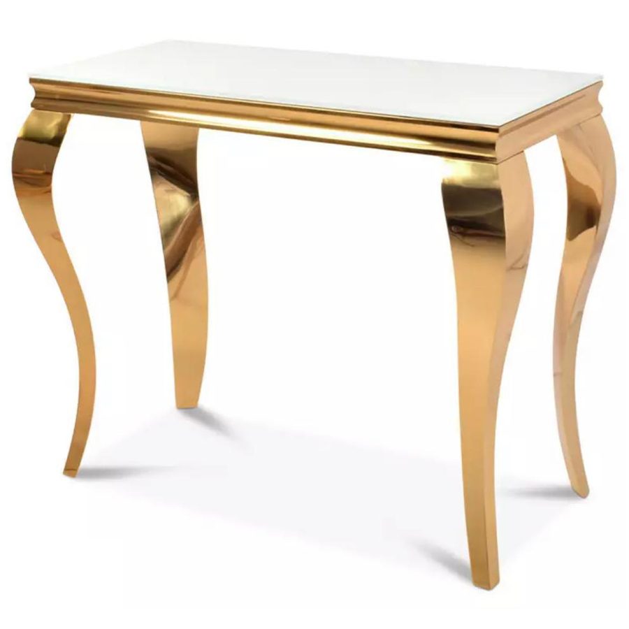 Console TT1 Pied Doré verre et métal 110 x 50 cm