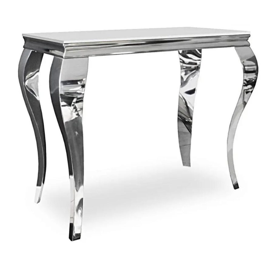 Console TT2 Pied Argenté verre et métal 110 x 50 cm