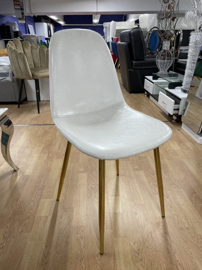 Chaise Y6 Blanc simili cuir et métal