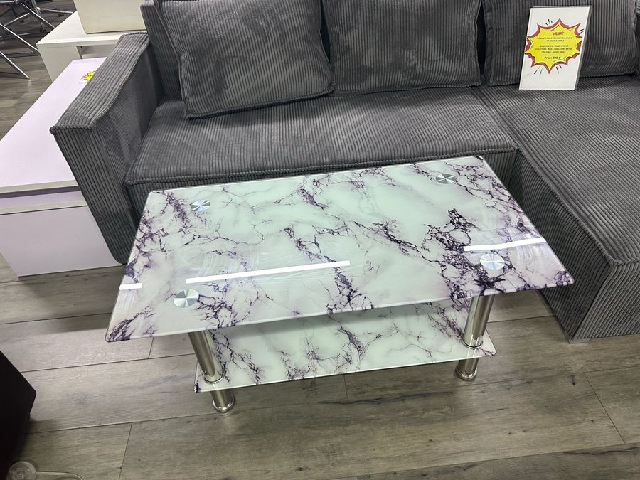 Table basse rectangulaire effet marbre