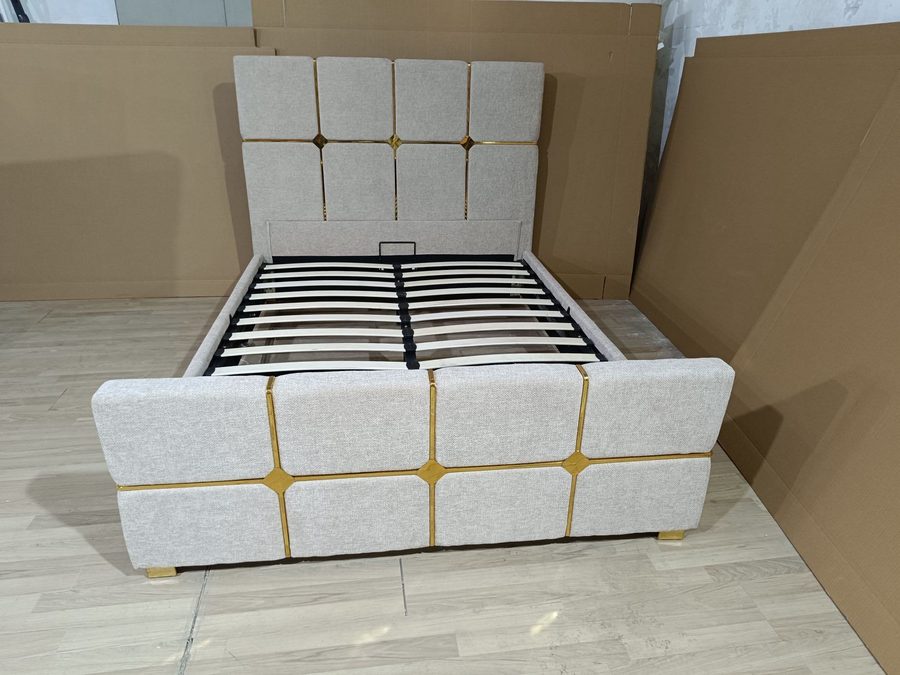 Lit Coffre S2 Doree 140 x 190 cm bois et métal