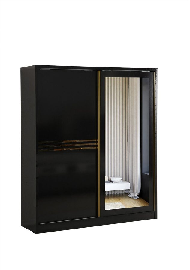 Armoire Coulissante Doree 160 bois et métal