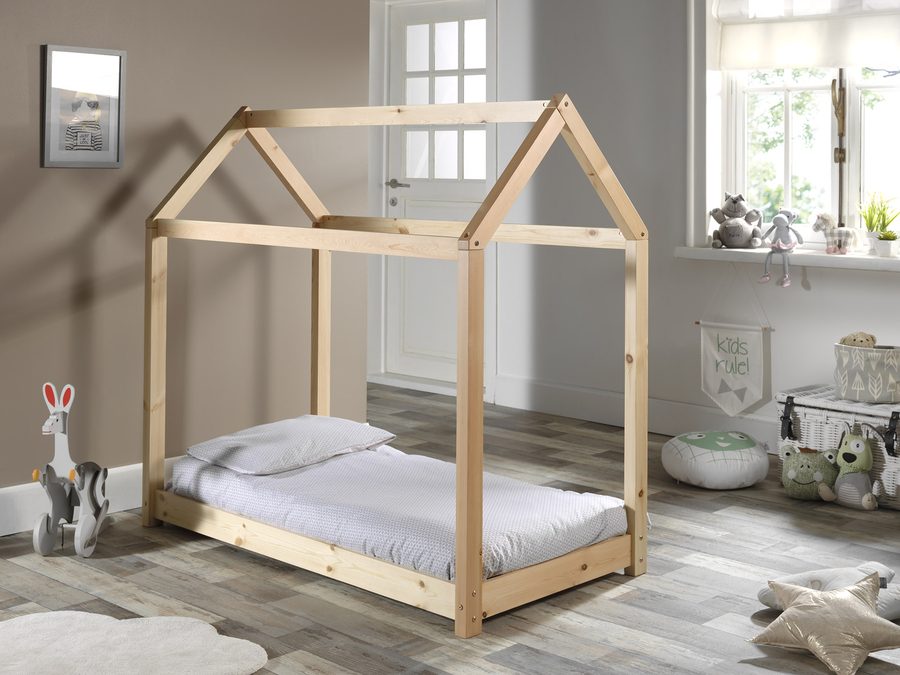 Lit Cabane 70 x 140 cm Bois Naturel