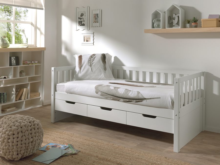 Fritz Lit Capitain Avec Tiroirs White