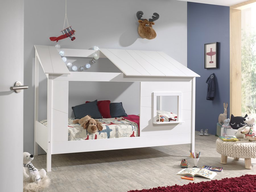 Lit Cabane 90 x 200 cm Toit Blanc