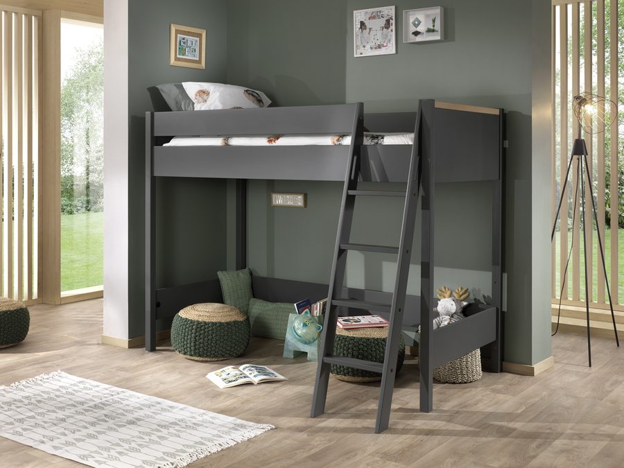 Lit mezzanine london Anthracite 90 x 200 cm