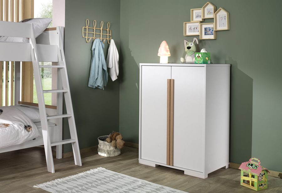 London Armoire 2P Pour Lit Compact Blanc