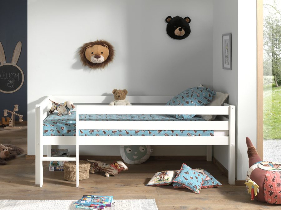 Lit Pino Compact avec Echelle Blanc 90 x 200 cm