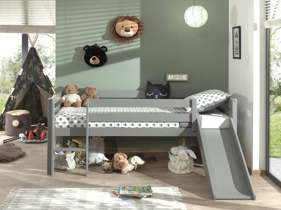 Lit Pino Compact Echelle + Toboggan Gris 90 x 200 cm